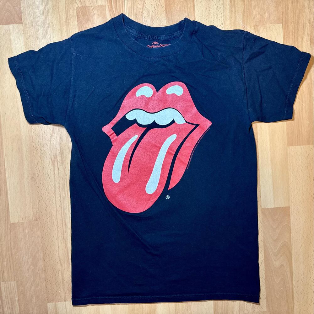 Rolling Stones Shirt Mens Small Black Tongue Logo Rock Band Concert Tour Tee